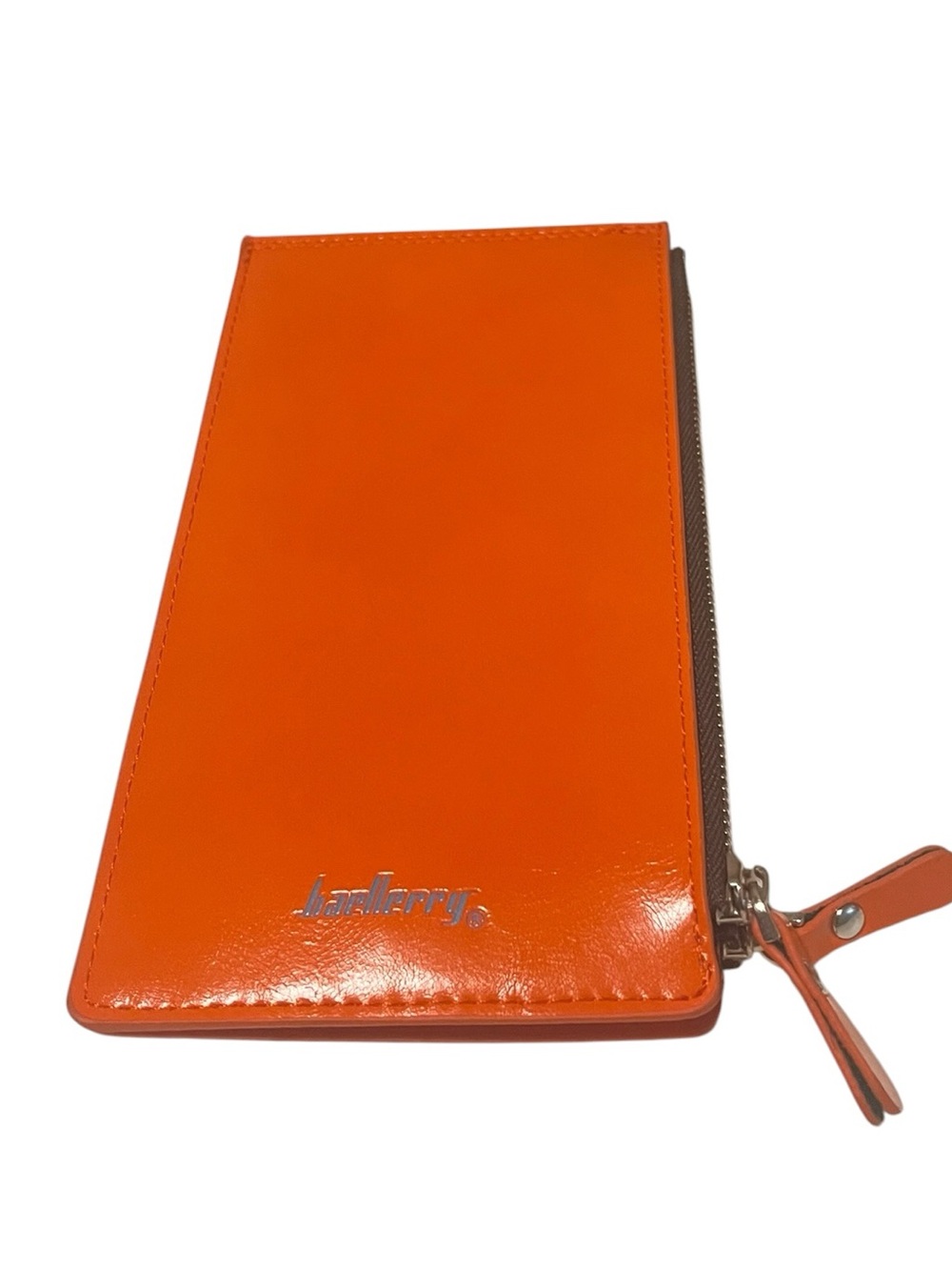 baellerry Orange Patent Zip Wallet